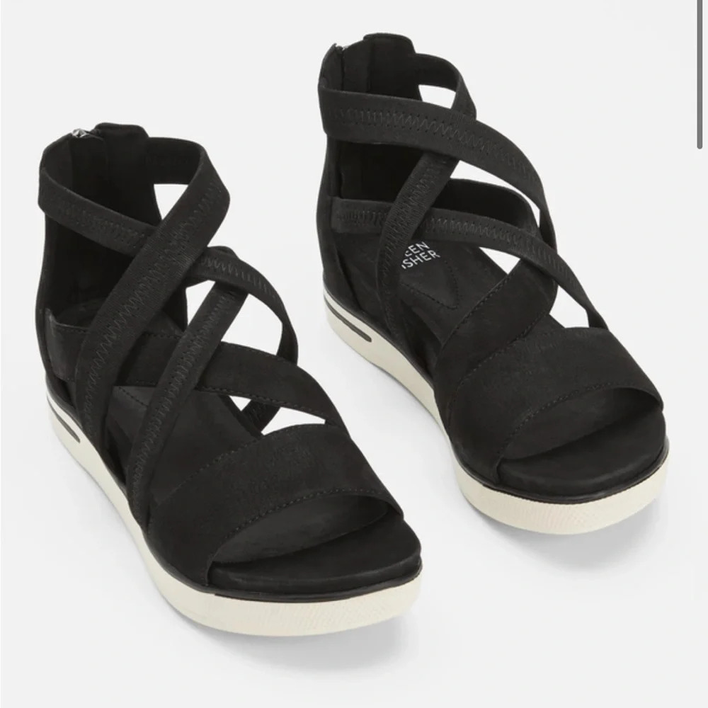 Eileen Fisher Skill Tumbled Nubuck Leather Strappy Sneaker Sandal